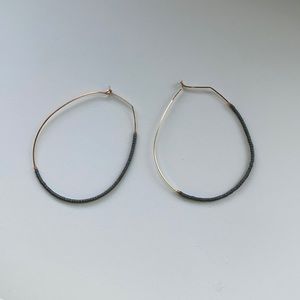 Gold Wire Beaded Hoops